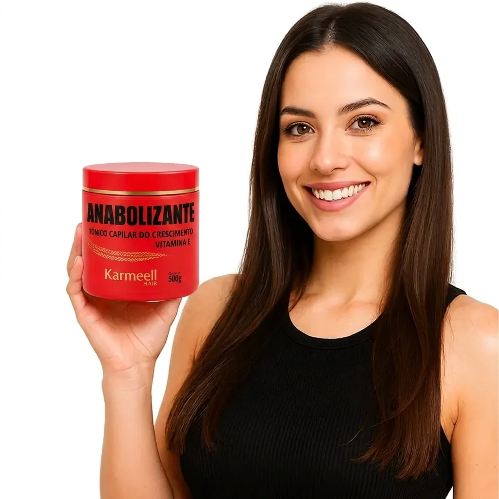Revendedora apresentando Anabolizante Capilar Karmeell 500g